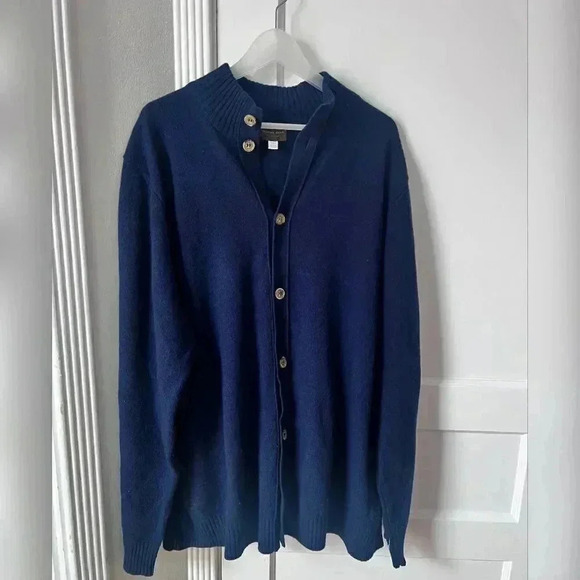 Thomas Dean 100% lambswool Navy Blue Cardigan Sweater - Picture 5 of 8